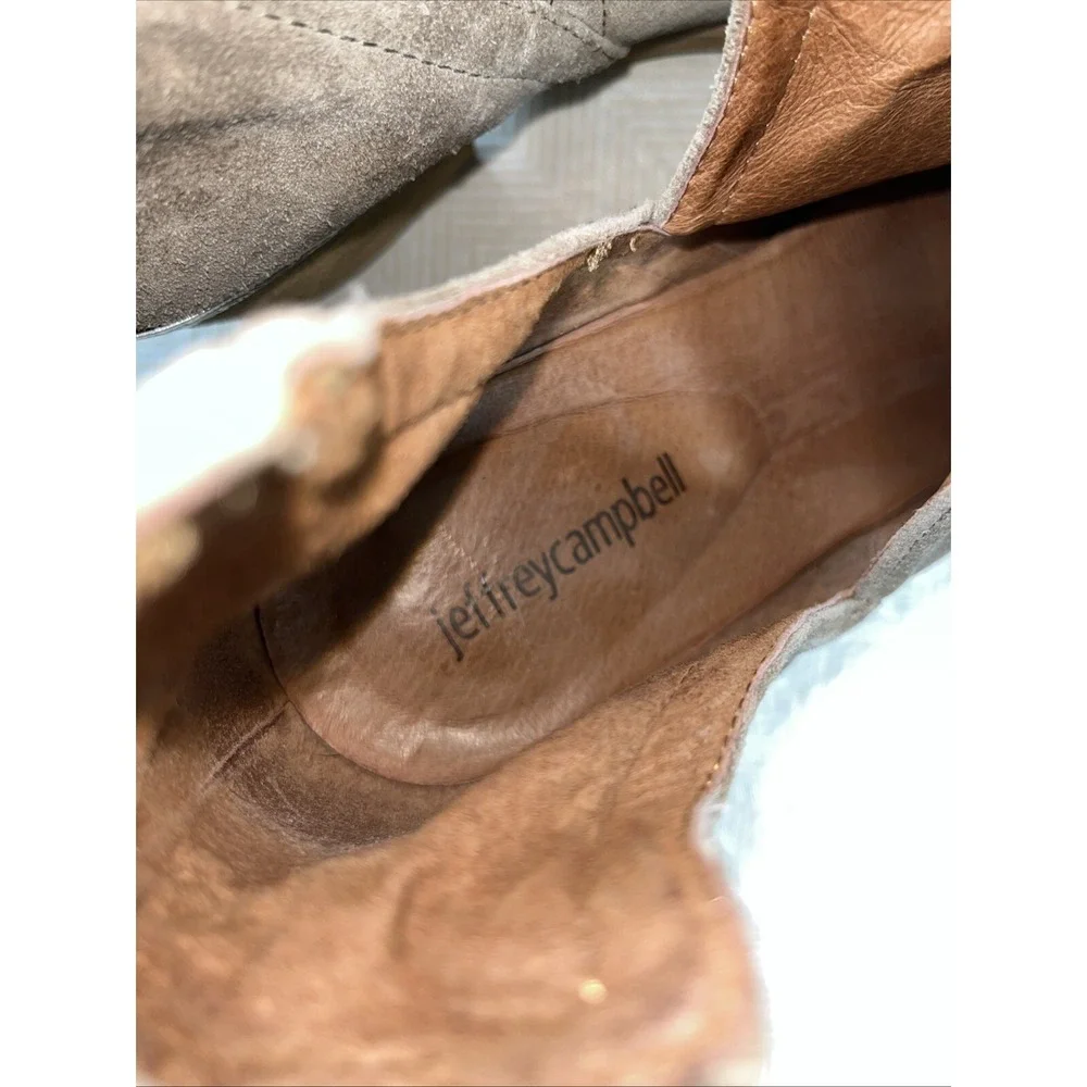 Jeffrey Campbell Women Cromwell Taupe Suede Leather Western Cut Out Bootie Sz 10